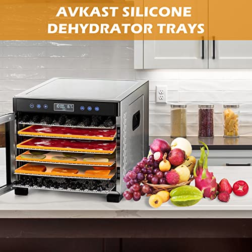 4PCS Silicone Dehydrator Sheets Dehydrator Mats with Edge for Fruit Leather Liquid Fruits Meat Vegetables Herbs,Avkast Non-stick Dehydrator Trays with Silicone Scraper Compatible with Cosori CP267-FD