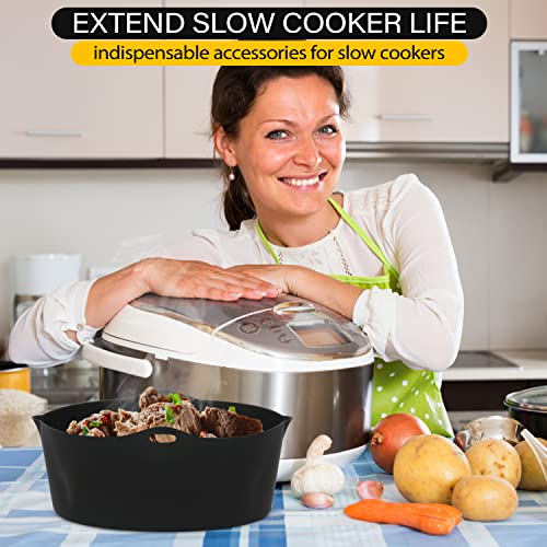 Reusable Silicone Slow Cooker Liners for 7-8 Quart Crock Pot - Easy Clean Oval Shape Silicone Crockpot Reusable Inserts With Lift Handle, Leakproof, Dishwasher Safe