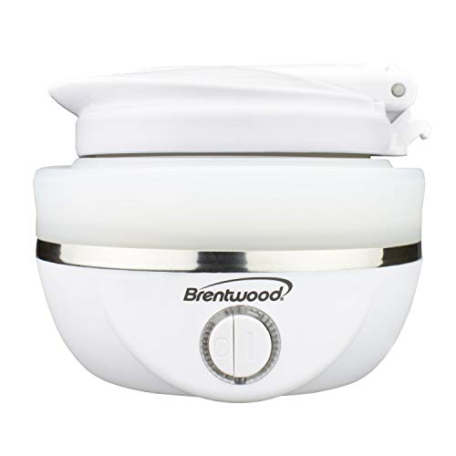Brentwood KT-1508W Dual Voltage 120/220 Volt 0.8 Liter Collapsible-Travel Kettle, White