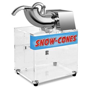 costzon ice shaver machine, stainless steel 110v electric ice crusher with dual blades, 440lbs/h electric snow cone maker shaved ice machine with safety on/off switch for home and commercial use