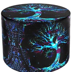 Large Grinder, 2.5 inch Tree of Life Sun Moon Galaxy Grinder- Herb Grinder, (Blue Tree)