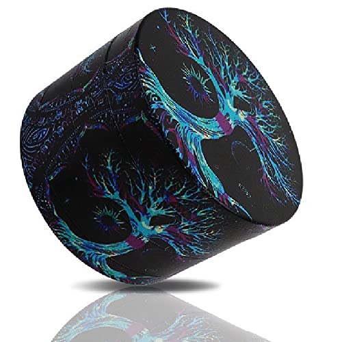 Large Grinder, 2.5 inch Tree of Life Sun Moon Galaxy Grinder- Herb Grinder, (Blue Tree)