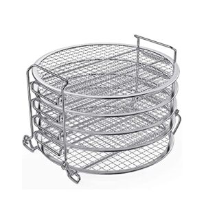 Senershuo Upgraded Dehydrator Rack For Ninja Foodi 6.5 & 8 qt, Instant Pot Duo Crisp 8 qt. Food Grade Stainless Steel Air Fryer Parts Easy Assemble & Healthy, silver