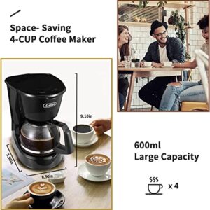 Gevi 4 Cups Small Coffee Maker, Compact Coffee Machine with Reusable Filter, Warming Plate and Coffee Pot for Home and Office