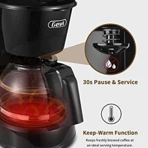 Gevi 4 Cups Small Coffee Maker, Compact Coffee Machine with Reusable Filter, Warming Plate and Coffee Pot for Home and Office