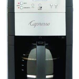 Capresso 464.05 CoffeeTeam GS 10-Cup Digital Coffeemaker with Conical Burr Grinder, Glass Carafe , Black , 15.5" x 9.5 "x 9.75"