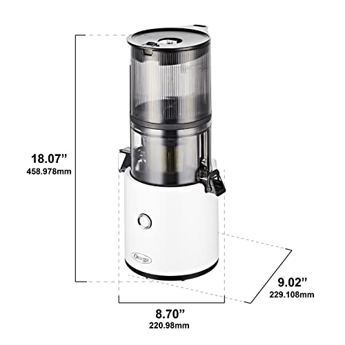 Omega Juicer JC2022WHT11 Slow Masticating Cold Press Vegetable and Fruit Juice Extractor Effortless Series for Batch Juicing with Extra Large Hopper for No-Prep, 68-Ounce Capacity, 150-Watts, White