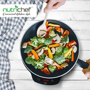 NutriChef Portable Single Burner Induction Cooktop Cooktop-1500W Electric Indoor Cooker Hot Plate Flameless Cook Top w/Digital Display, Sensor Touch Temperature, Auto Shut NCIT1S