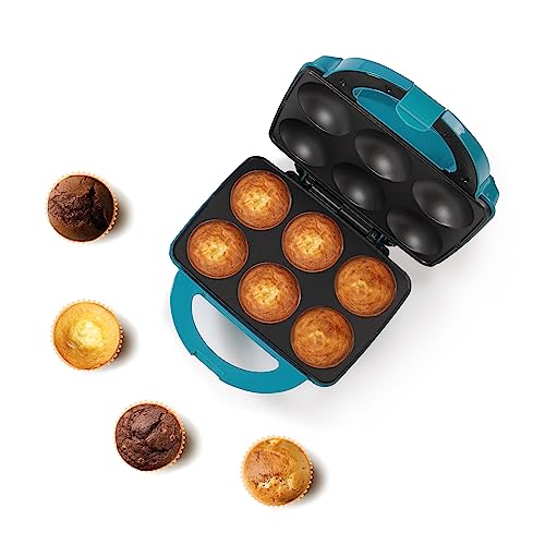 Holstein Housewares Non-Stick Cupcake Maker, Teal - Makes 6 Cupcakes, Muffins, Cinnamon Buns - Birthdays, Holidays, and More