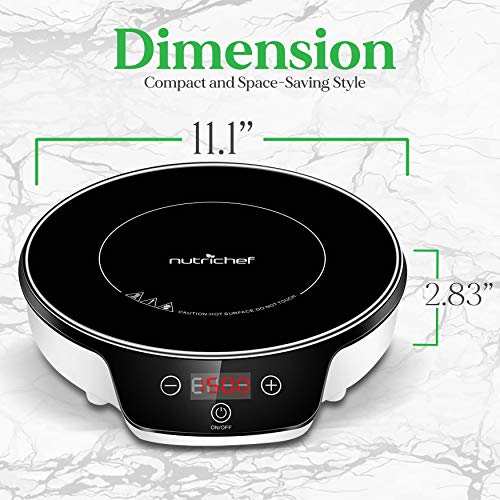 NutriChef Portable Single Burner Induction Cooktop Cooktop-1500W Electric Indoor Cooker Hot Plate Flameless Cook Top w/Digital Display, Sensor Touch Temperature, Auto Shut NCIT1S