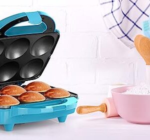 Holstein Housewares Non-Stick Cupcake Maker, Teal - Makes 6 Cupcakes, Muffins, Cinnamon Buns - Birthdays, Holidays, and More