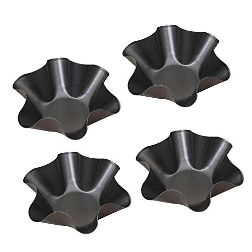 kafear 4 Packs Taco Salad Bowl Maker Molds – Nonstick Carbon Steel Tortilla Shell Pans Baking Molds Tostada Bake Taco Shells Black (4)