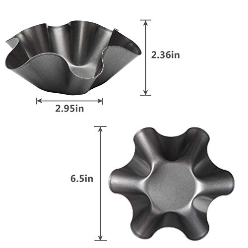 kafear 4 Packs Taco Salad Bowl Maker Molds – Nonstick Carbon Steel Tortilla Shell Pans Baking Molds Tostada Bake Taco Shells Black (4)