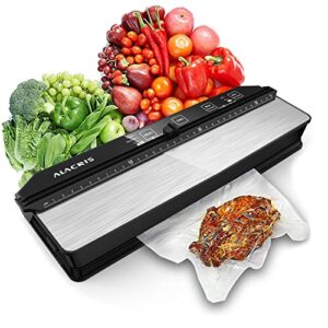 alacris vacuum sealer machine, 5 in 1 automatic food saver with detachable cutter, 7mm sealing strip & dual pumps, compact and easy to clean for food preservation (with 15 sealer bags)