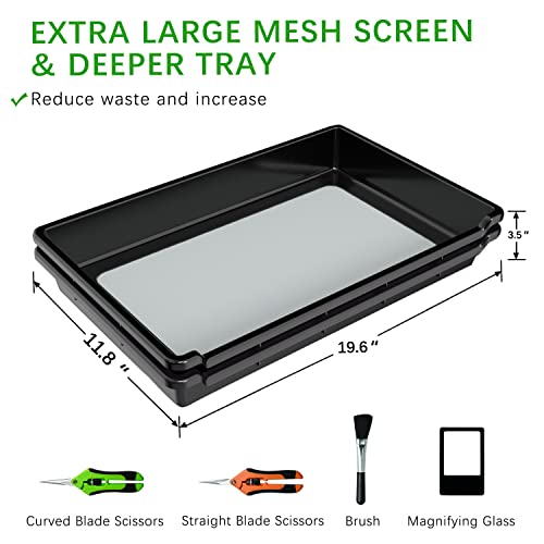 FuturHydro Trimming Tray 150 Micron Screen Keef Pollen & Herb Dry Sifter Tray with 2 Trimming Scissors Harvest Accessories (Black)