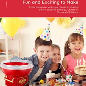 FOHERE Cotton Candy Machine for Kids, Countertop Cotton Candy Maker Homemade Candy Sweets for Birthday Parties, Includes a Scoop and 10 Candy Cones, Red Vintage
