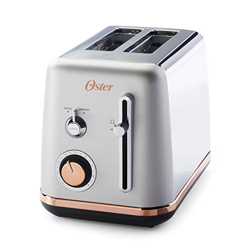 Oster 2097682 2 Slice Toaster Metropolitan Collection with Rose Gold Accents, GRAY