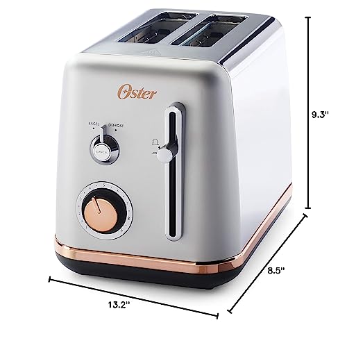 Oster 2097682 2 Slice Toaster Metropolitan Collection with Rose Gold Accents, GRAY