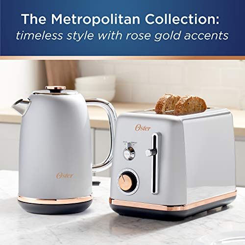 Oster 2097682 2 Slice Toaster Metropolitan Collection with Rose Gold Accents, GRAY