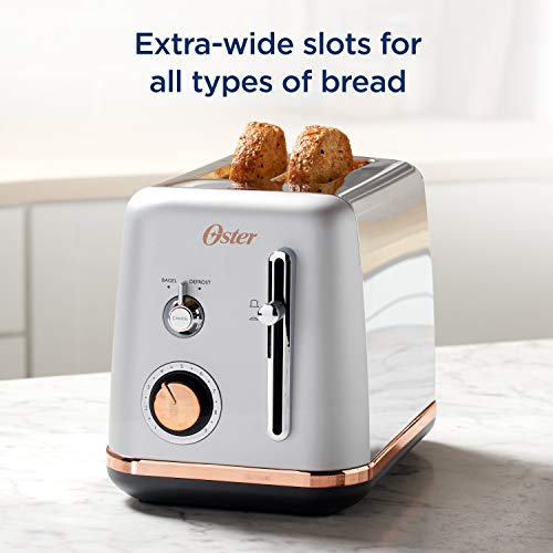 Oster 2097682 2 Slice Toaster Metropolitan Collection with Rose Gold Accents, GRAY