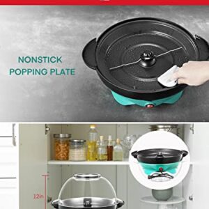 Popcorn Machine, 28cups Popcorn Maker with Stirring Rod, Detachable & Nonstick Plate, Hot Oil Popcorn Popper Maker Easy to Use, 6Qts Large Lid for Serving Bowl, 2 Measuring Spoons & Cool Touch Handles