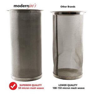 MODERNJOE'S Premium Infuser Cold Coffee Maker for 2QT Wide Mouth Mason Jars by Modern Joe's. Perfect for Ice Coffee and Tea. Heavy Duty Gauge 100 Micron Mesh 304 Stainless Steel