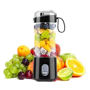 handzee portable mini blender - 13oz usb rechargeable personal size blender | 6 blades bpa-free plastic cup juicer for shakes and smoothies | small blender for home sports outdoors travel blender