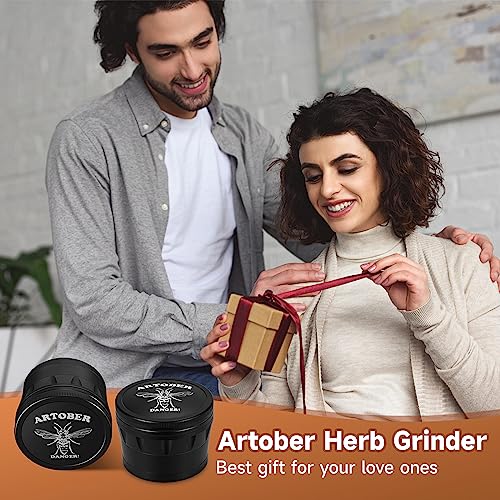 Artober Herb Grinder, 2.5 inch Aluminium Spice Grinder (Black)