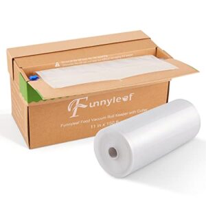 funnyleaf 11" x 150' food vacuum seal roll bags keeper with cutter, ideal vacuum sealer bags for food save, commercial grade, bpa free, great for meal prep, storage and sous vide