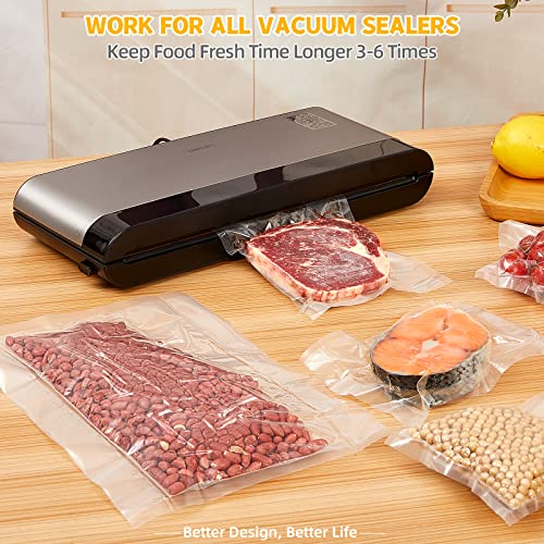 Funnyleaf 11" x 150' Food Vacuum Seal Roll Bags Keeper with Cutter, Ideal Vacuum Sealer Bags for Food Save, Commercial Grade, BPA Free, Great for Meal prep, Storage and Sous Vide