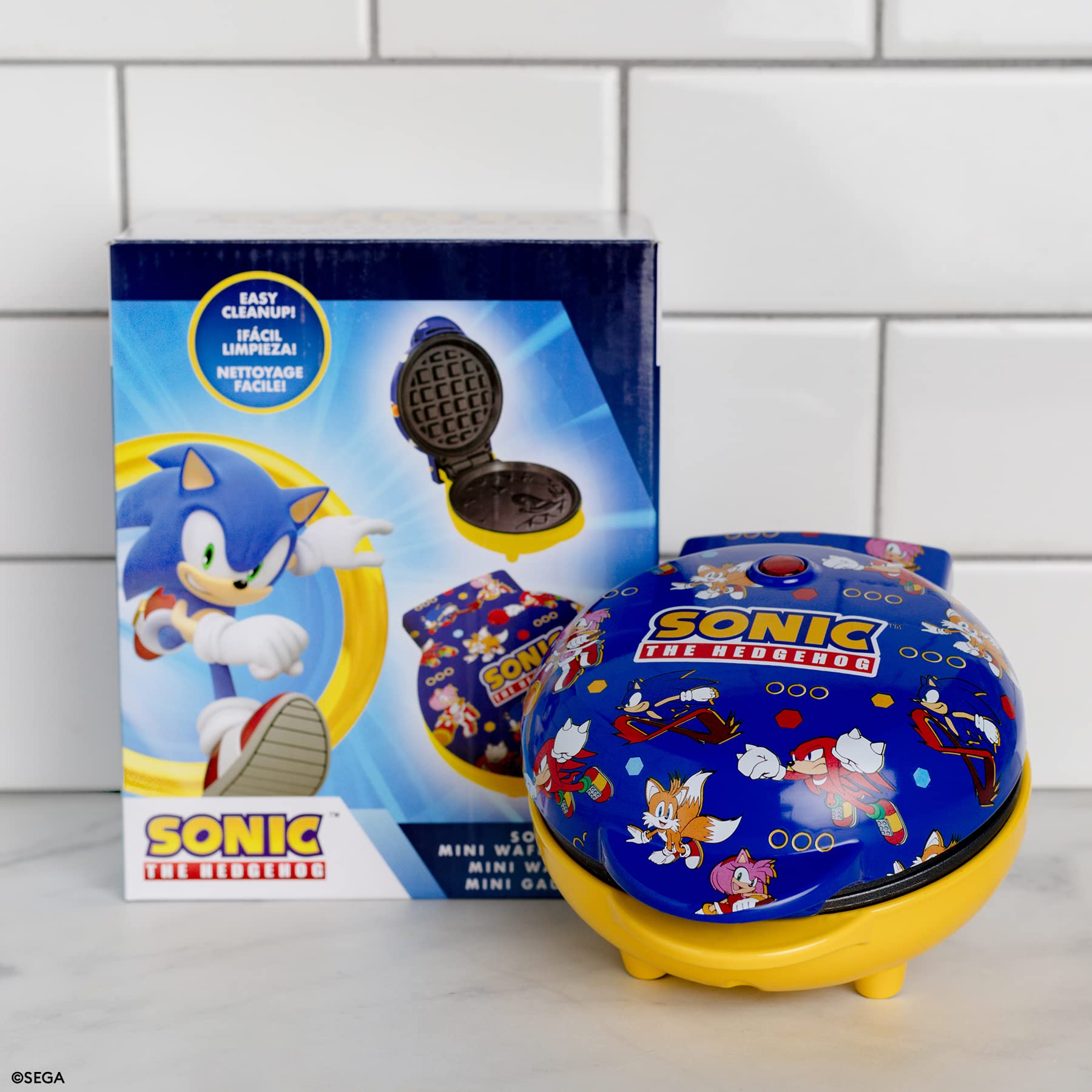 Uncanny Brands Sonic the Hedgehog Mini Waffle Maker - Sega Kitchen Appliance