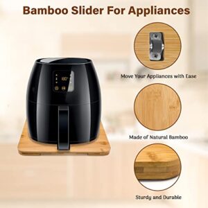 Small Appliance Slider for Kitchen Appliances - Under Cabinet Bamboo Slider for Coffee Maker, Espresso Machine, Blender, Air Fryer, Stand Mixer, Toaster, Moving Tray for Counter (11.8"W x14.2"D)