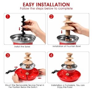 Chocolate Fountain, 3-Tier Mini Chocolate Fountain Machine with 4PCS Forks and Removal Serving Tray, Stainless Steel Electric Chocolate Fondue Fountain for Nacho Cheese, BBQ Sauce, Syrup, Ranch, Liqueurs 20-OZ