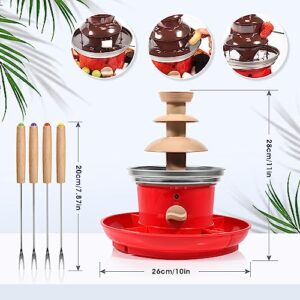 Chocolate Fountain, 3-Tier Mini Chocolate Fountain Machine with 4PCS Forks and Removal Serving Tray, Stainless Steel Electric Chocolate Fondue Fountain for Nacho Cheese, BBQ Sauce, Syrup, Ranch, Liqueurs 20-OZ