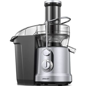 juilist juicer machines, 1000w juicer vegetable and fruit with 3.2" wider mouth food chute, easy to clean, large power（1300w peak）juicer extractor, 4s fast juicing & 2 speeds setting, silver