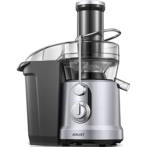 JUILIST Juicer Machines, 1000W Juicer Vegetable and Fruit with 3.2" Wider Mouth Food Chute, Easy to Clean, Large Power（1300W Peak）Juicer Extractor, 4S Fast Juicing & 2 Speeds Setting, Silver