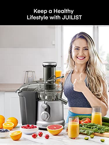 JUILIST Juicer Machines, 1000W Juicer Vegetable and Fruit with 3.2" Wider Mouth Food Chute, Easy to Clean, Large Power（1300W Peak）Juicer Extractor, 4S Fast Juicing & 2 Speeds Setting, Silver