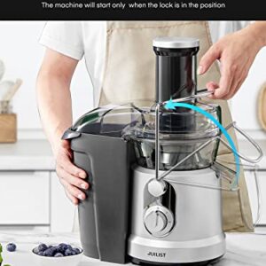 JUILIST Juicer Machines, 1000W Juicer Vegetable and Fruit with 3.2" Wider Mouth Food Chute, Easy to Clean, Large Power（1300W Peak）Juicer Extractor, 4S Fast Juicing & 2 Speeds Setting, Silver