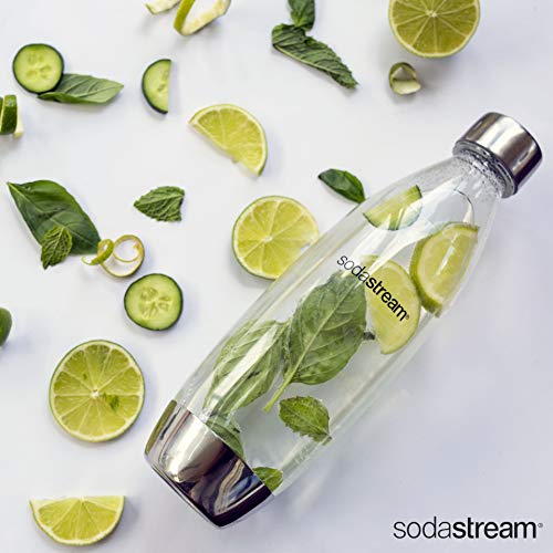 SodaStream 1L Slim Metal Carbonating Bottle, Single