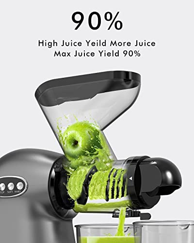 SiFENE Slow Masticating Juicer Machine, 3” Wide Dual Chute Cold Press Juicer with Anti-Clog Function, Ideal for Celery, Wheatgrass, Fruit and Vegetable Juice Extractor, BPA-Free, Easy to Clean