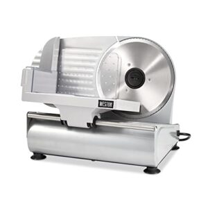 weston electric meat cutting machine, deli & food slicer, adjustable slice thickness, non-slip suction feet, removable 7.5" stainless steel blade, easy to clean (61-0750-w)