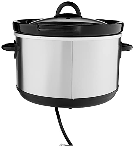 Crock-Pot SCR503SP 5-Quart Smudgeproof Round Manual Slow Cooker with Dipper, Silver