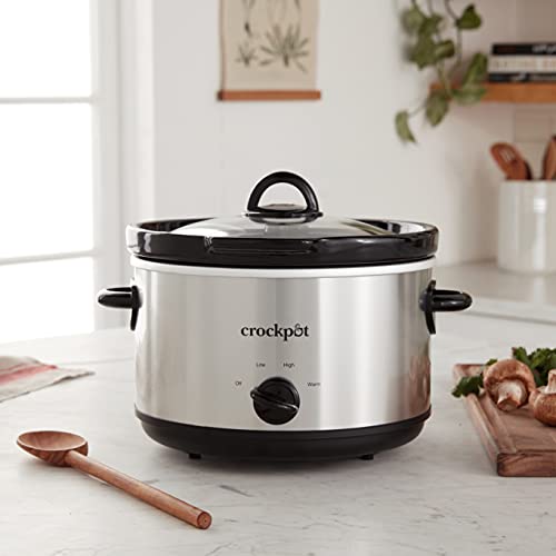 Crock-Pot SCR503SP 5-Quart Smudgeproof Round Manual Slow Cooker with Dipper, Silver