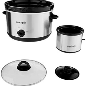 Crock-Pot SCR503SP 5-Quart Smudgeproof Round Manual Slow Cooker with Dipper, Silver