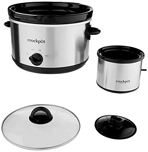 Crock-Pot SCR503SP 5-Quart Smudgeproof Round Manual Slow Cooker with Dipper, Silver