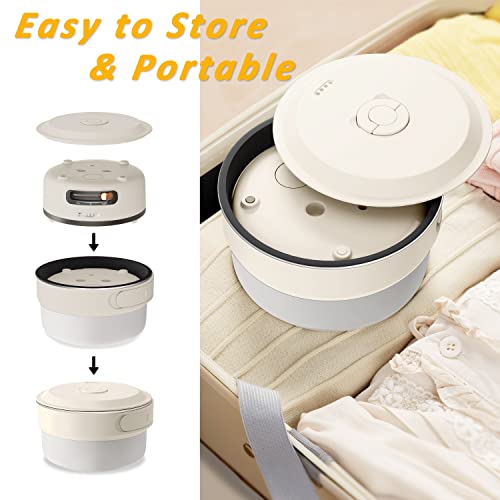 HYTRIC Electric Cooker, 2L Portable Electric Cooker with Foldable Handle, Non-Stick Electric Cooker with Dual Power Control for Camp, Dorm, Multi-Function Ramen Cooker for Oatmeal, Steak, Pasta, Camping Cooker