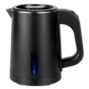 0.8l small portable electric kettles for boiling water, mini stainless steel travel kettle, portable mini hot water boiler heater, quiet fast boil with boil-dry protection (black)
