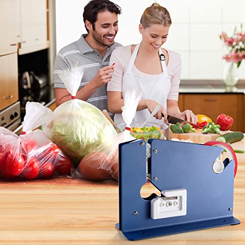 kimilus Steel Tape Bag Sealer with 2 Bag Sealing Tape, Plastic Bag Sealer Poly Bag Sealer for Meat Cake Bread Icing, Heavy Duty Metal Produce Bag Sealing Taper Dispenser