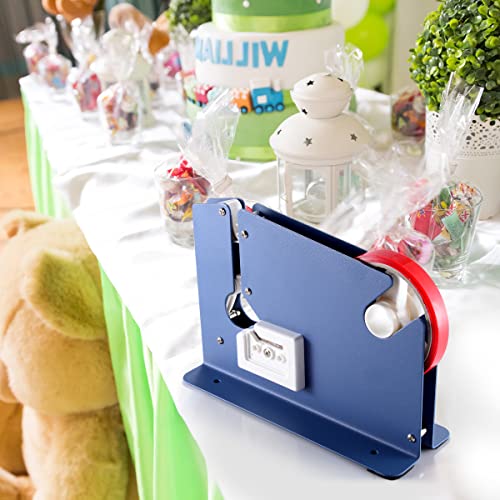 kimilus Steel Tape Bag Sealer with 2 Bag Sealing Tape, Plastic Bag Sealer Poly Bag Sealer for Meat Cake Bread Icing, Heavy Duty Metal Produce Bag Sealing Taper Dispenser