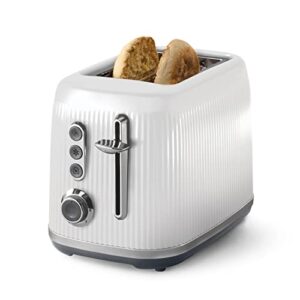 oster® retro 2-slice toaster with quick-check lever, extra-wide slots, impressions collection, white